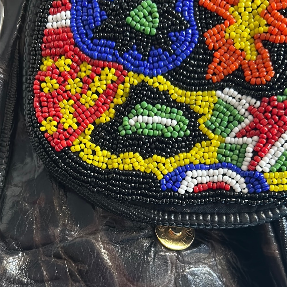 Vintage Claudia Beaded Black Leather Women's Bag - Picture 10 of 15